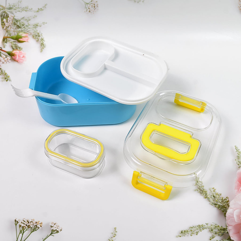 Kids Lunch Box Durable Plastic with Spoon & Fork | Lunchie Bunchie - Back View