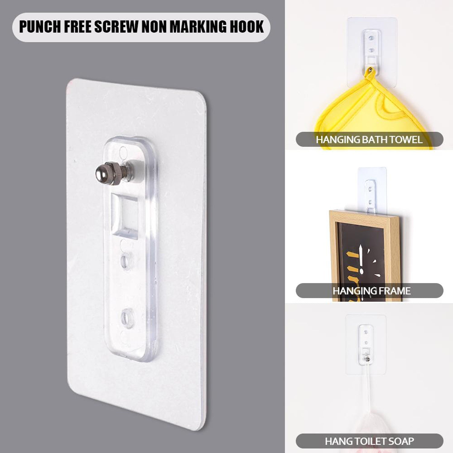 Strong Adhesive Wall Hook Damage-Free, Easy to Install - Front View