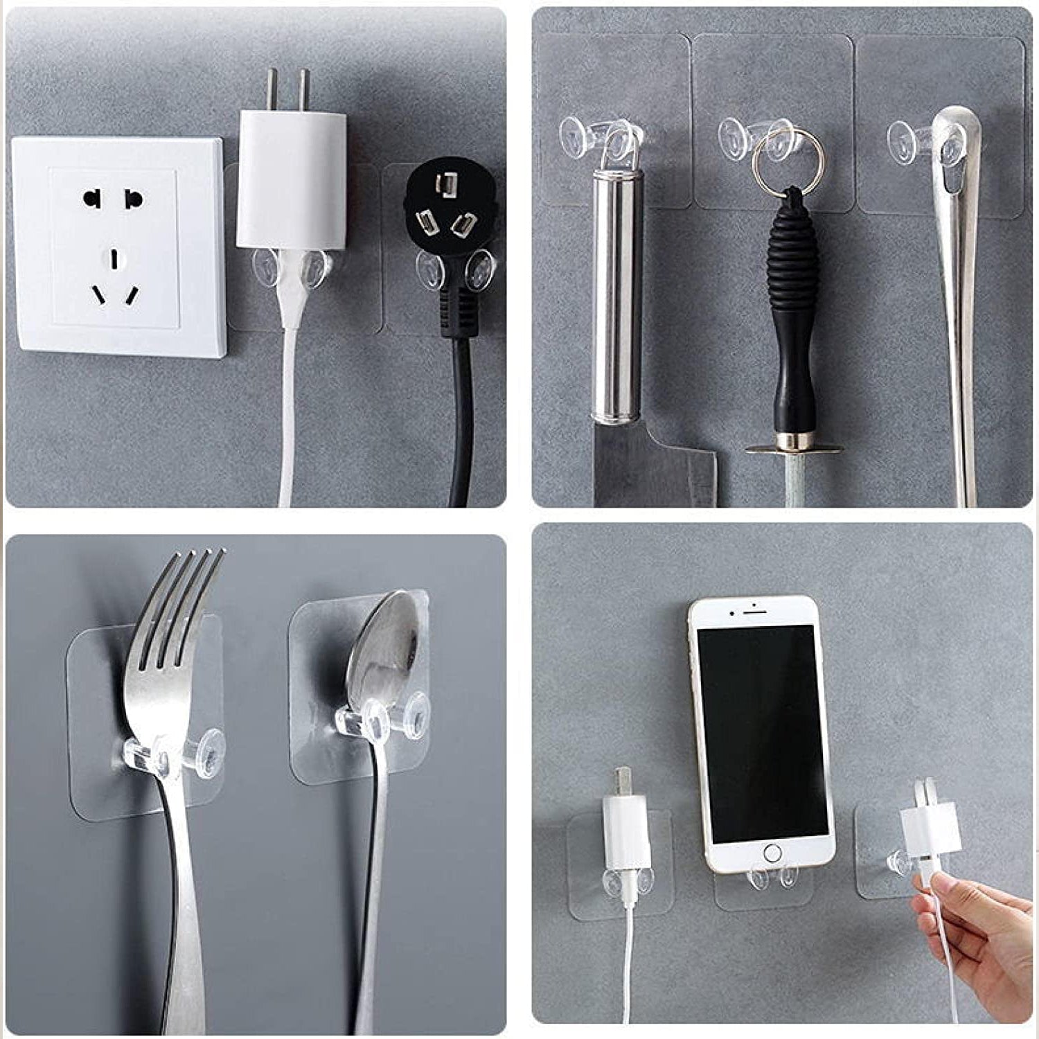 Adhesive Wall Hooks Strong Hold & No Damage Walls - Front View