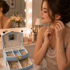 Jewelry Storage Box Multi-Layer Organizer with Mirror for Elegant Storage - Front View