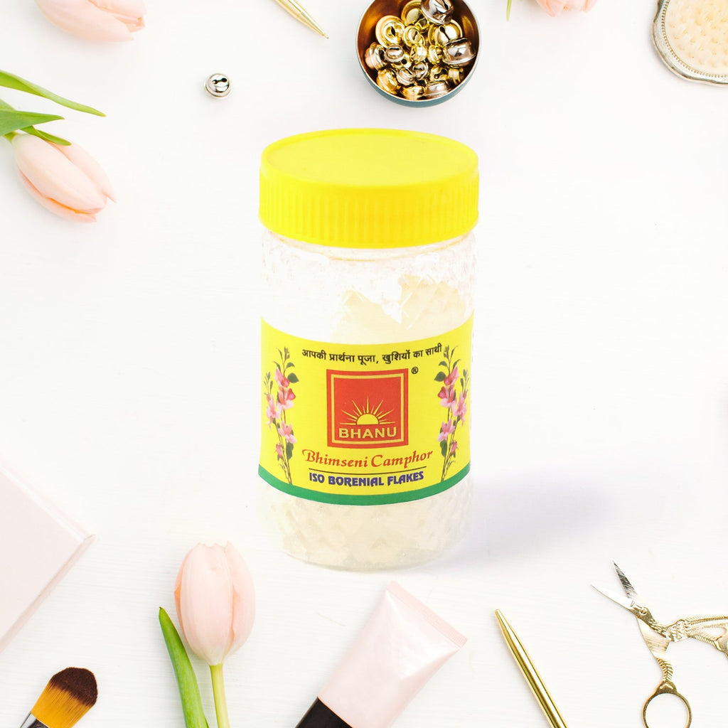 ALVENZA Bhimseni Camphor Flakes – Pure ISO Borneol for Pooja & Air Purification