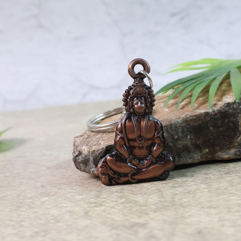 ALVENZA Lord Hanuman Sitting Pose Keychain – Durable Metal Devotional Accessory