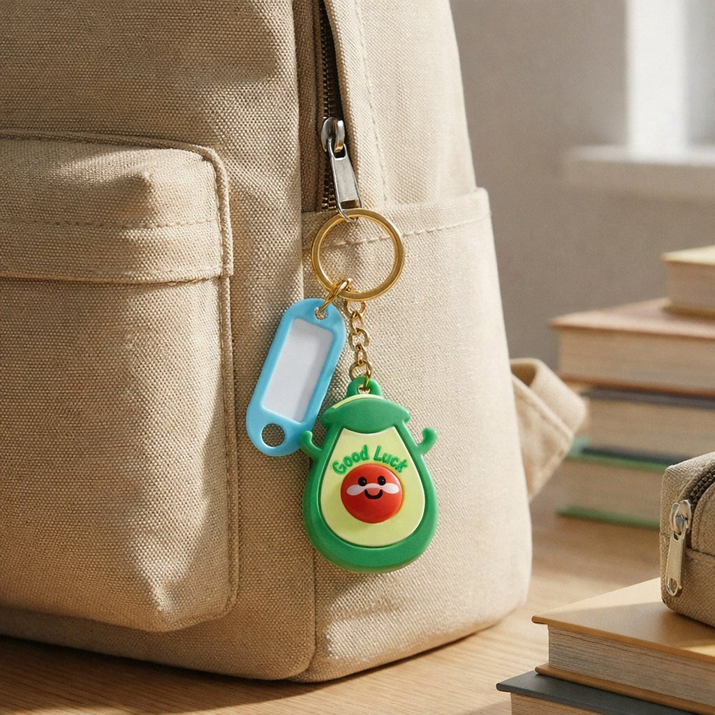 ALVENZA Avocado Keychain – Cute Cartoon Design with ID Tag