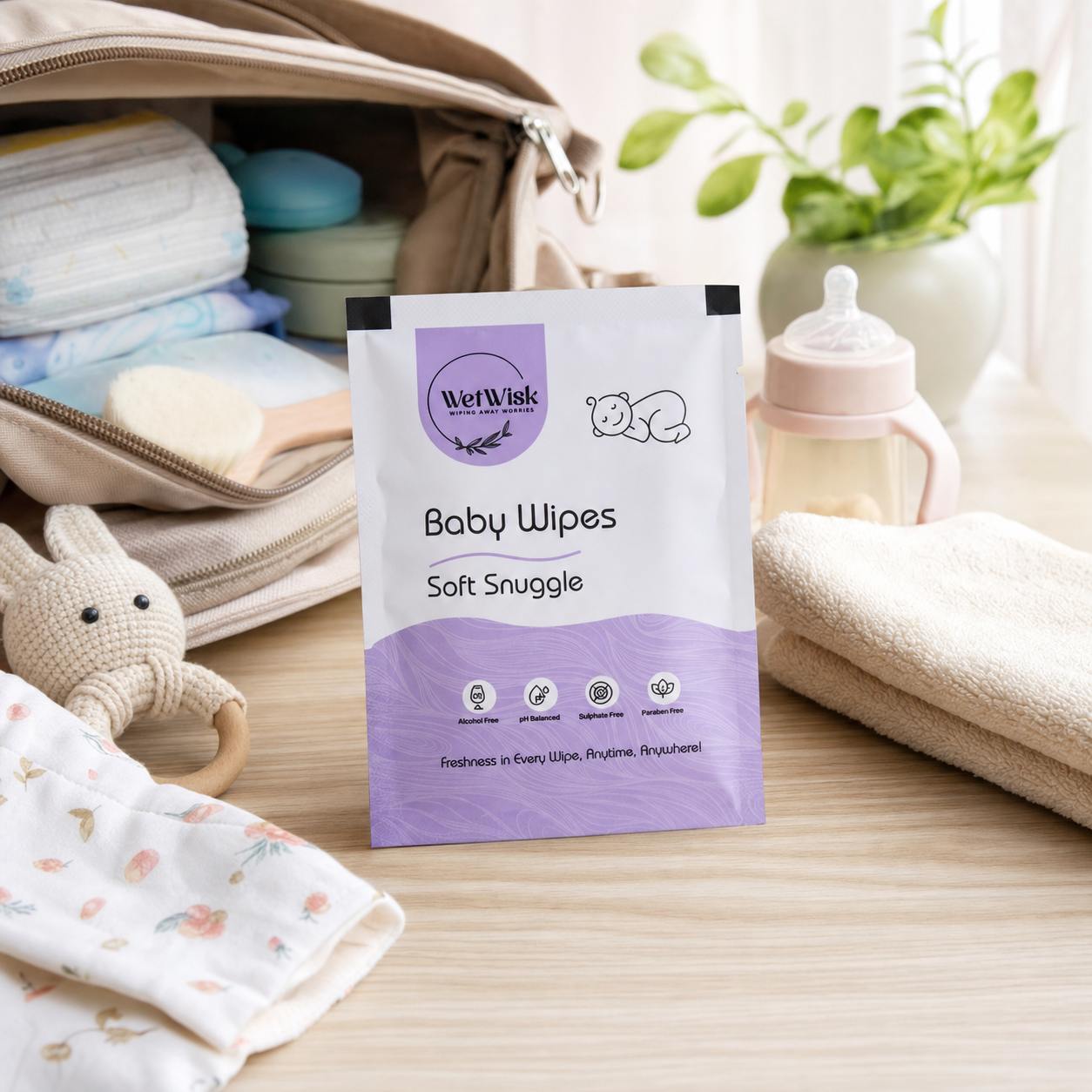 Baby Wet Wipes Gentle, Hypoallergenic & Travel-Friendly - Back View