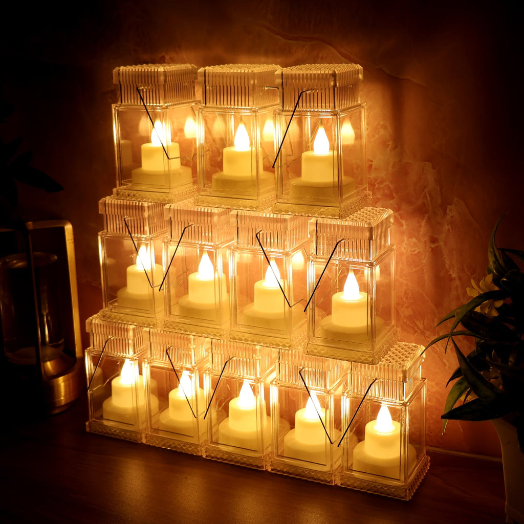 ALVENZA LED Storm Lantern Decorative Lights – Set of 12 Battery-Operated Flameless Lanterns