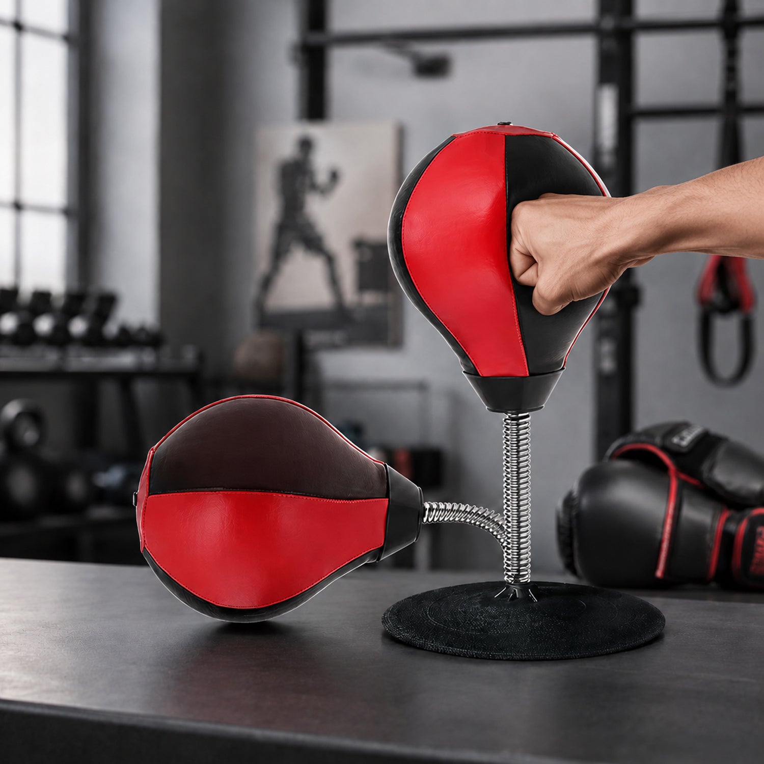 Inflatable Desktop Punching Bag Stress Relief & Reflex Training - Front View