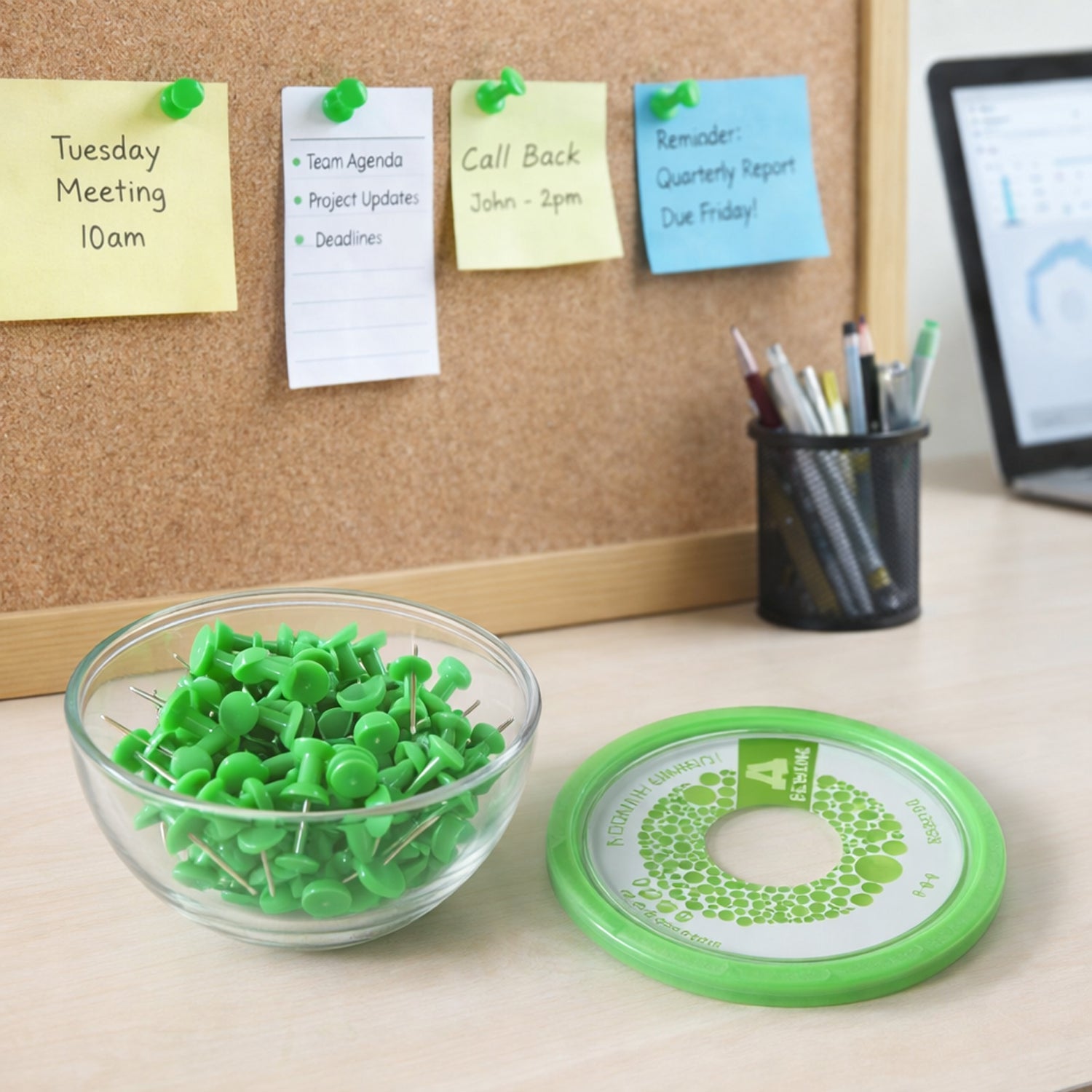 Heavy-Duty Plastic Push Pins Reliable for Office & Home Use - Front View