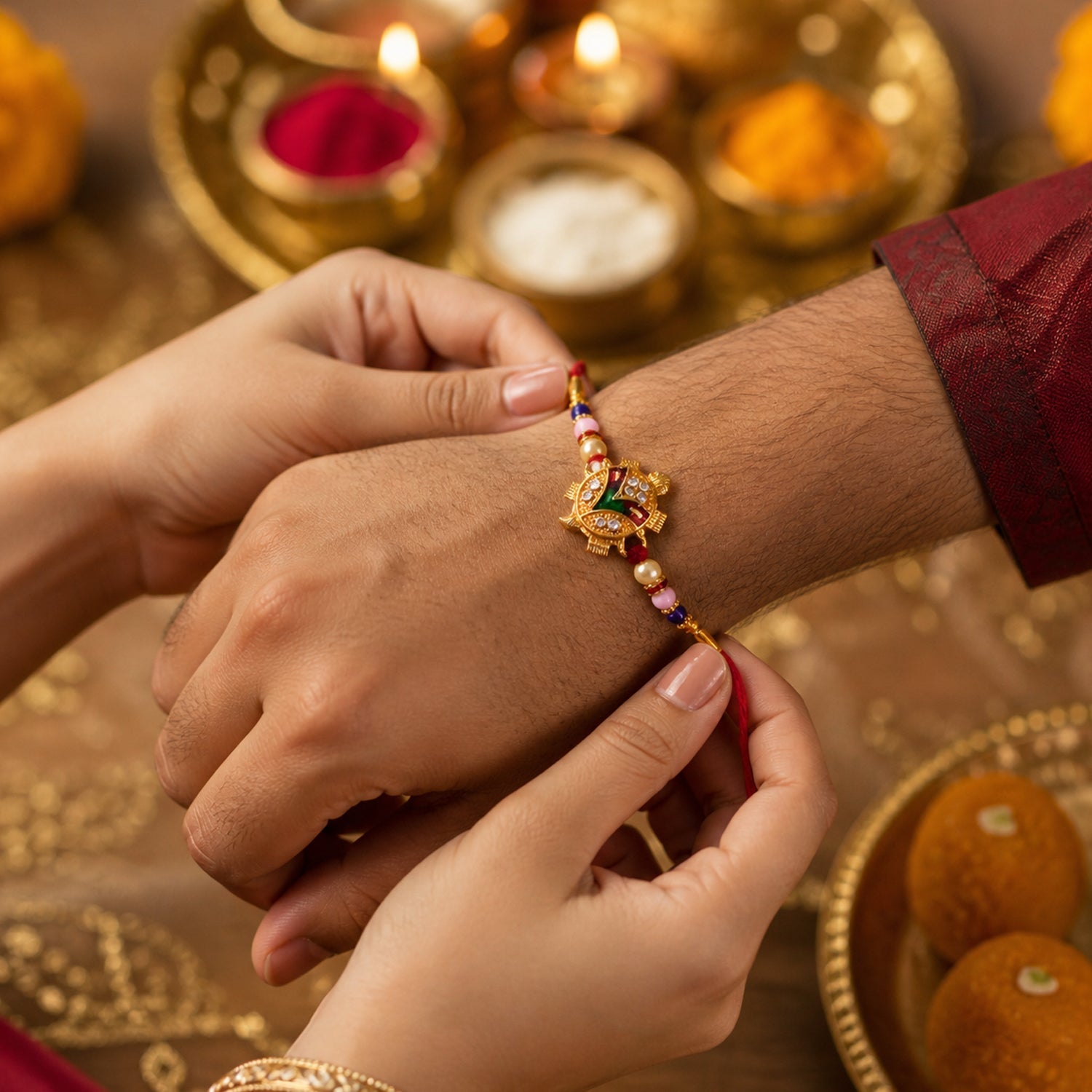 ALVENZA Traditional Tortoise Charm Rakhi - Lucky & Protective Symbol