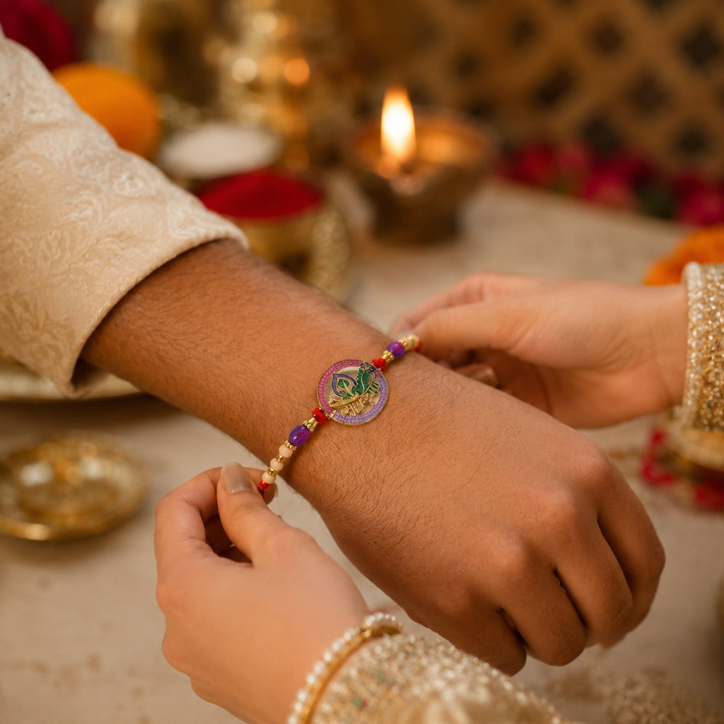 ALVENZA Radha Krishna Beads Rakhi – Colorful & Handcrafted for Raksha Bandhan