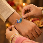 ALVENZA Rakshabandhan Silver Peacock Rakhi - Stylish & Traditional Design