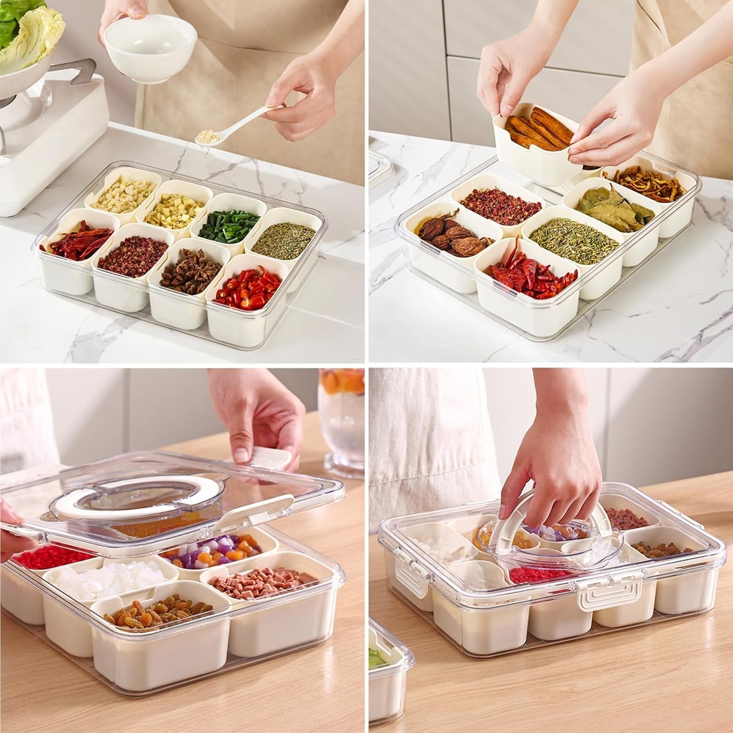 ALVENZA 6-Compartment Fridge Storage Box – Leak-Proof, Space-Saving Organizer