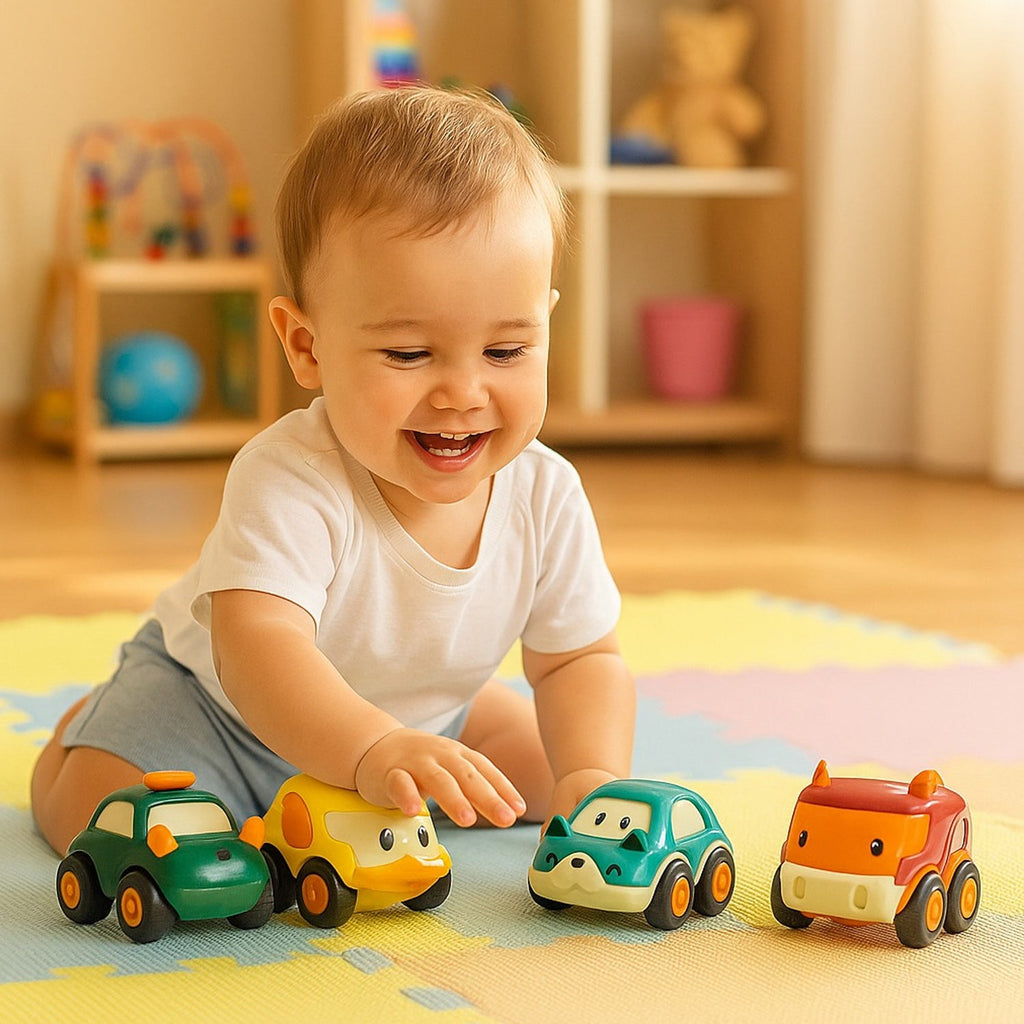 ALVENZA Toddler Toy Cars Set – 12-Piece Colorful Pull Back Vehicles