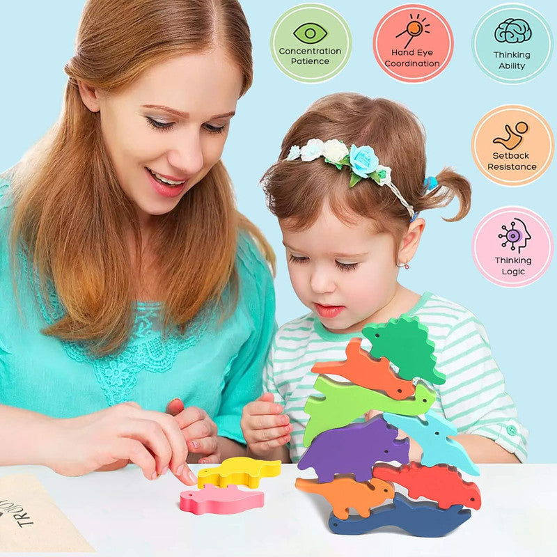 ALVENZA Dino Tumble Tower – Engaging Dinosaur Balancing Game for Kids