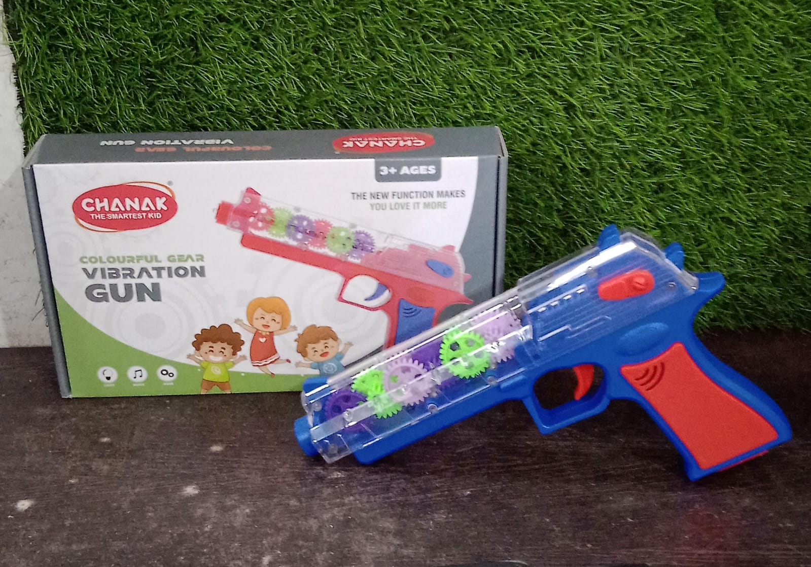 ALVENZA Transparent Gear Toy Gun – 3D Lights & Music for Kids | Aditi