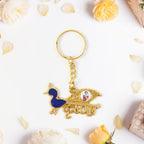 ALVENZA Krishna Peacock Metal Keychain – Elegant Gold-Tone Spiritual Gift