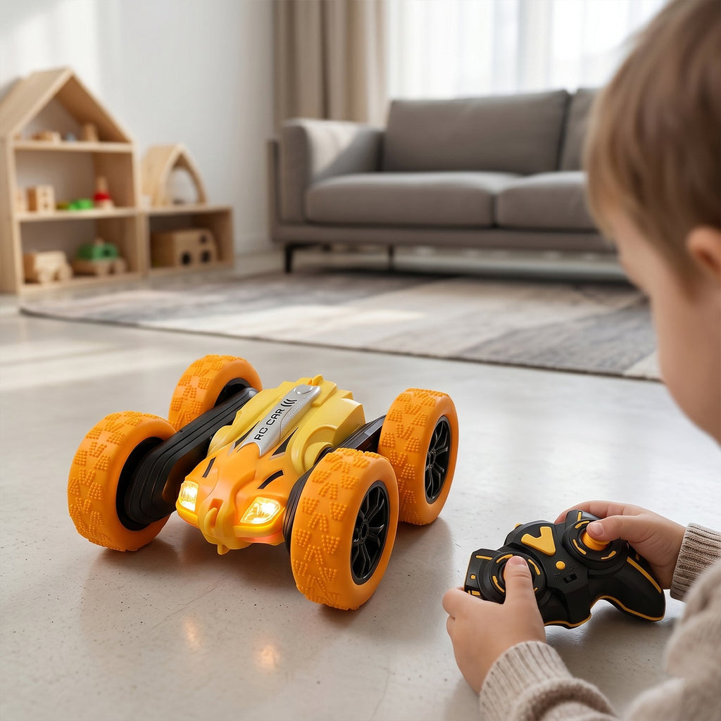 ALVENZA Remote Control Double Flip Stunt Car – High-Speed Fun with Lights