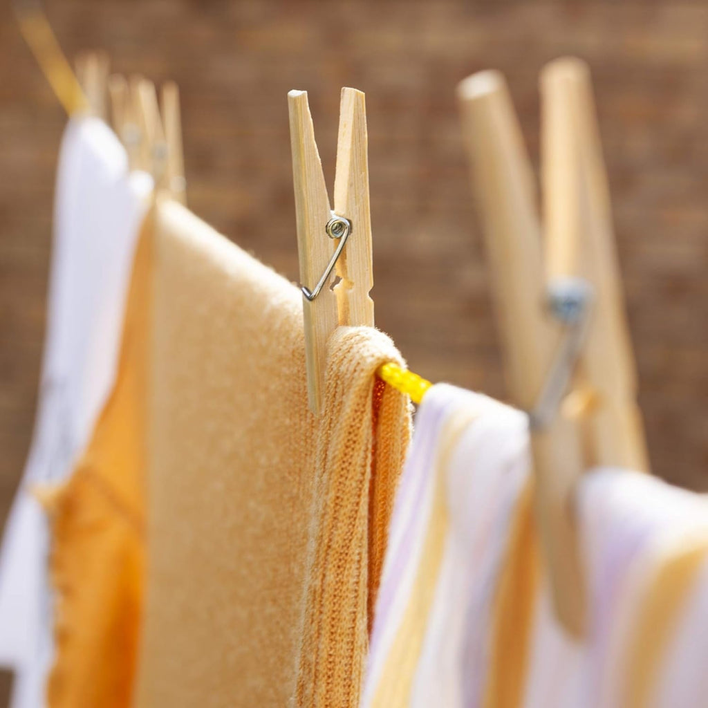 Bamboo Cloth Clips Heavy Duty Wooden Pegs (10 Pcs) | BathNova - Back View