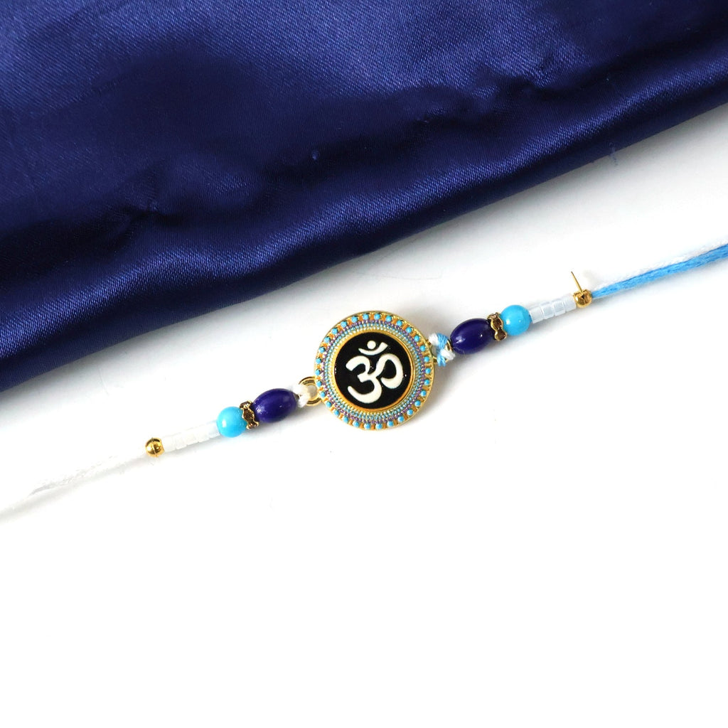 ALVENZA Om Symbol Rakhi – Elegant Beaded Design for Raksha Bandhan