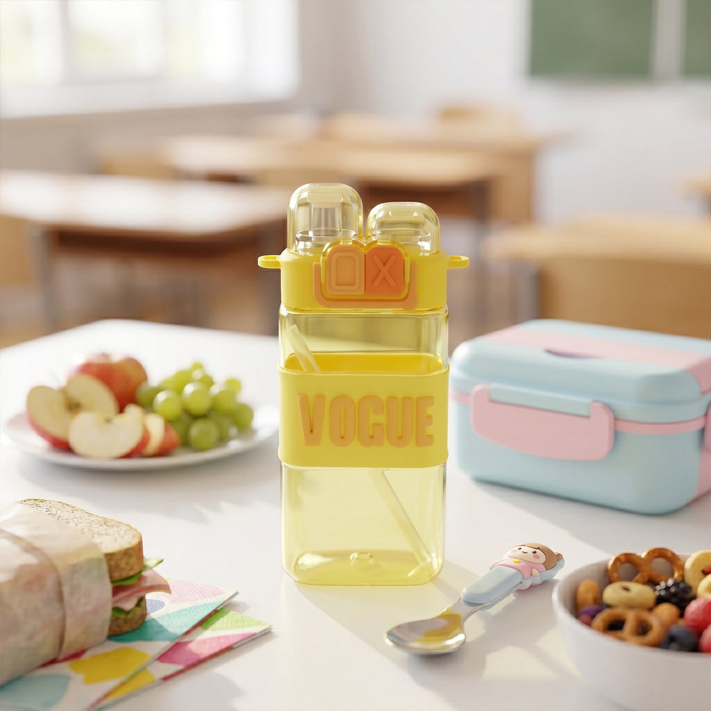 Kids Water Bottle Leakproof Straw & Portable Carry Strap - Detail View 7