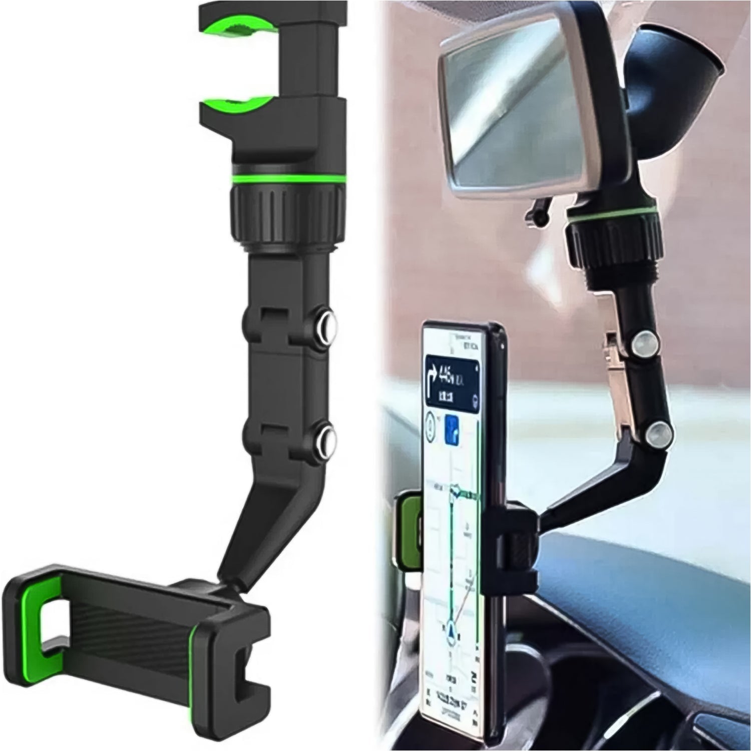 ALVENZA Car Rear View Mobile Holder – 360° Rotatable Mount | Velvet Wheels