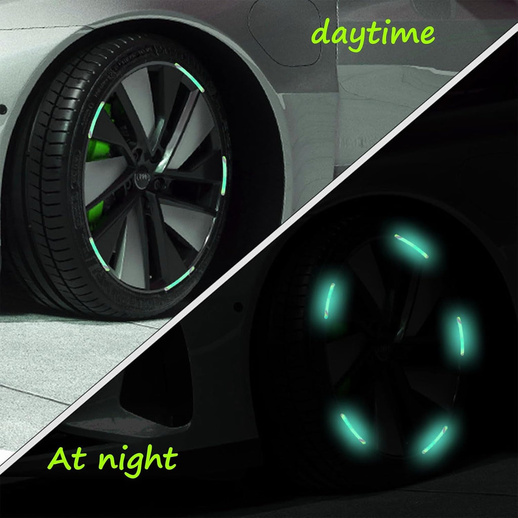 ALVENZA Reflective Car Wheel Stickers – Multicolored 20 Pcs for Night Safety | Velvet Wheels