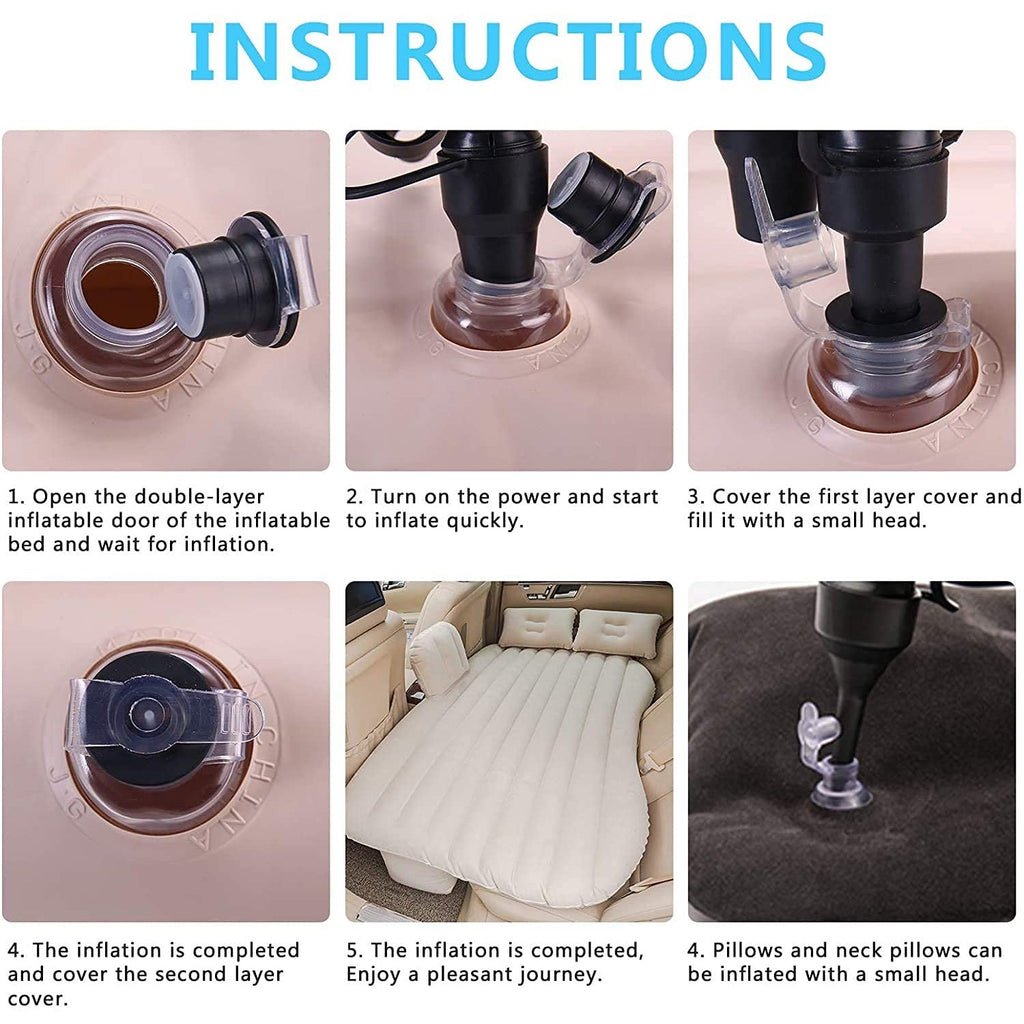 ALVENZA Inflatable Car Bed – Portable Travel Mattress Kit | Velvet Wheels, Car Sofa
