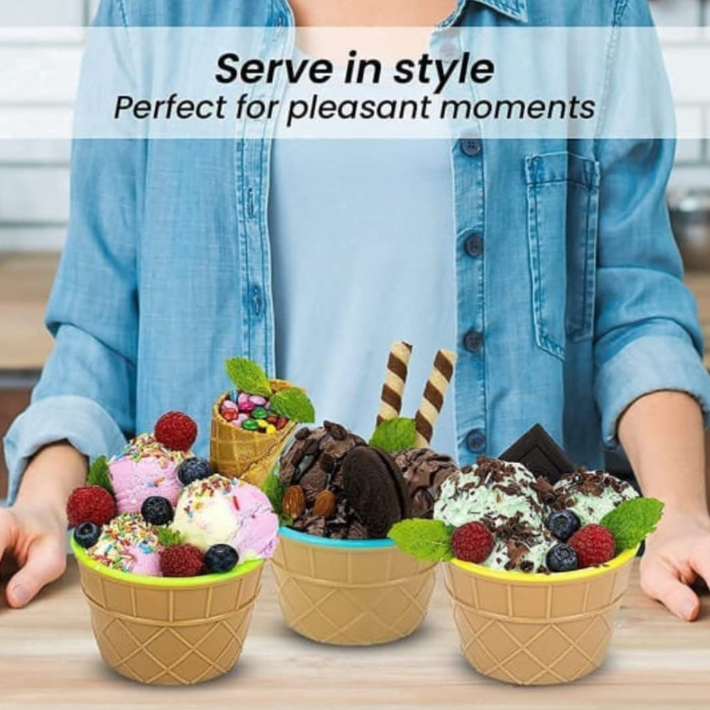 ALVENZA Ice Cream Bowl Set – 12-Pc Multi-Color Dessert Bowls | Jiaqi