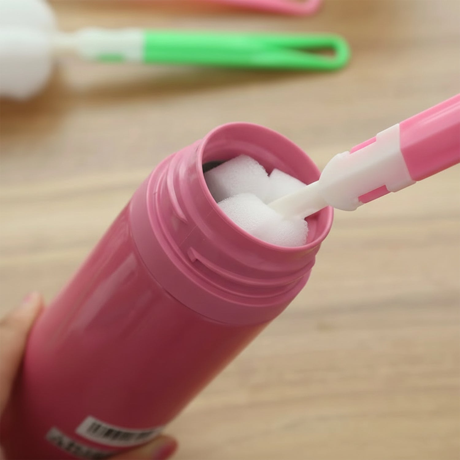 Long Handle Silicone Bottle Brush Gentle & Flexible Cleaning - Front View