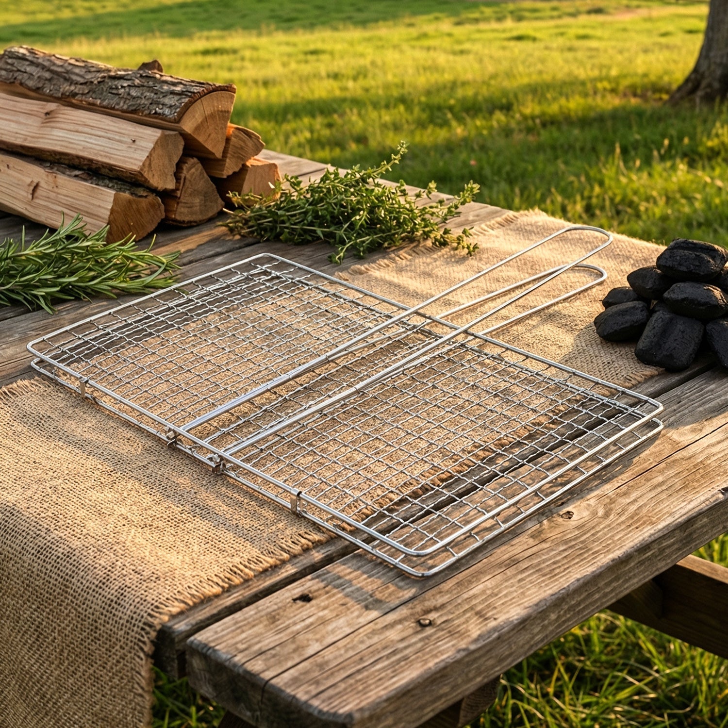 Heavy-Duty Stainless Steel BBQ Grill Basket Long Handle & Durable Construction - Detail View 7