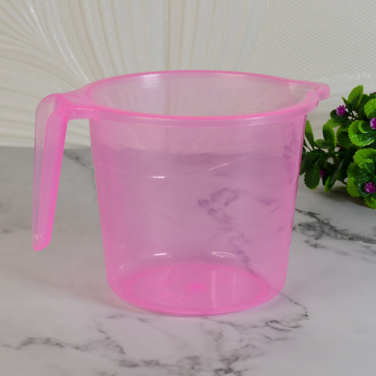 Bath Water Mug 1200ml Transparent Plastic for Bathroom | Bathora - Back View