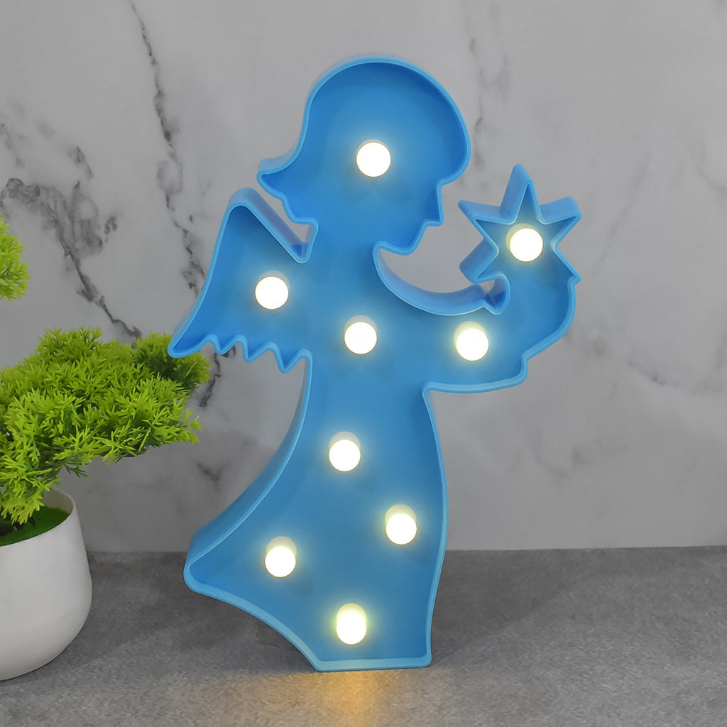 LED Angel Night Light Battery Operated Room Decor | Deskrova - Back View