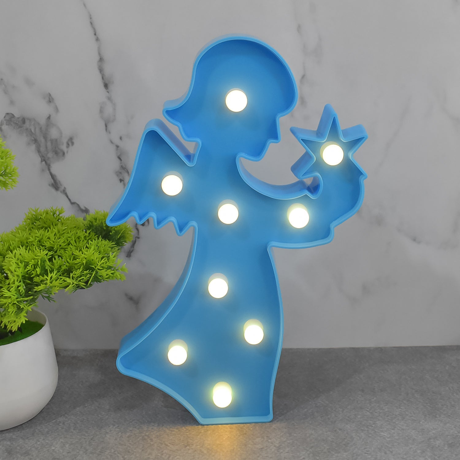 LED Angel Night Light Battery Operated Room Decor | Deskrova - Back View