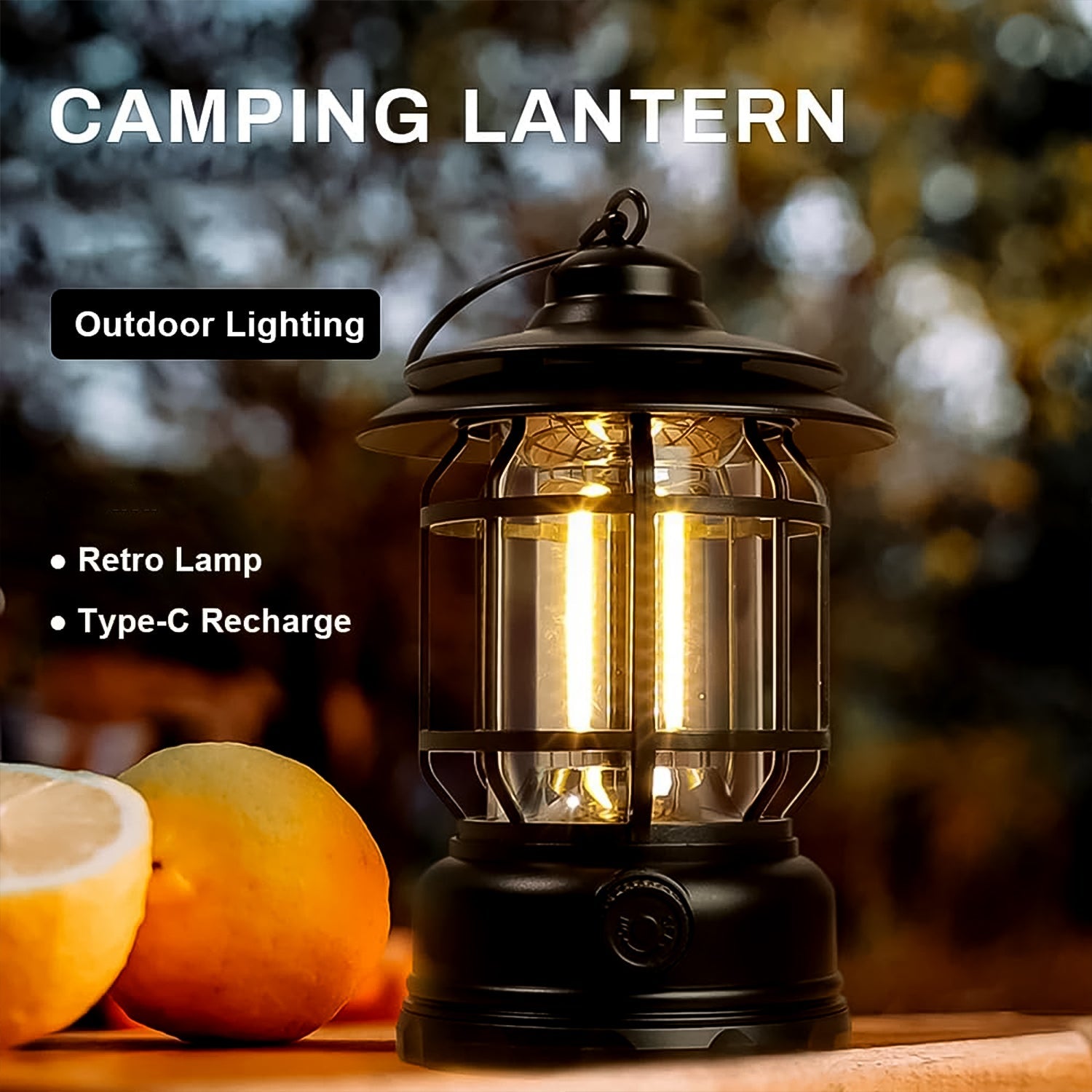 Rechargeable LED Camping Lantern Retro Dimmable Light | Garden Vera - Detail View 6