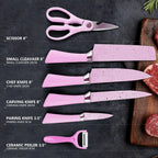 ALVENZA Chef Knife Set – 6 Pcs Stainless Steel Ceramic Coated | Quickslice