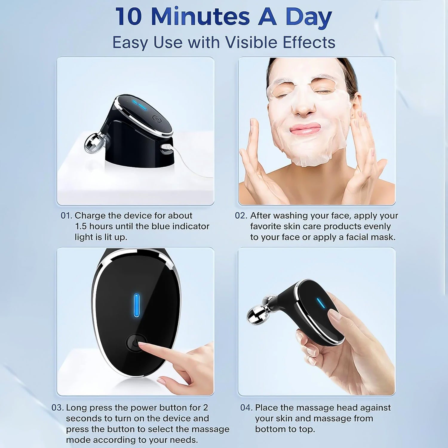 Microcurrent Face Massager Skin Tightening & Wrinkle Care | Velvet Wellness - Front View