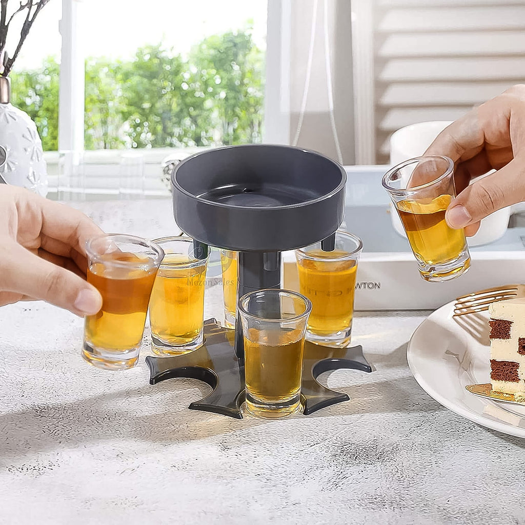 ALVENZA 6-Port Drink Dispenser Stand – Even Flow for Party Shots