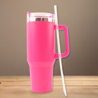 ALVENZA Insulated Travel Mug – Large 1200ML Pink Flask with Handle