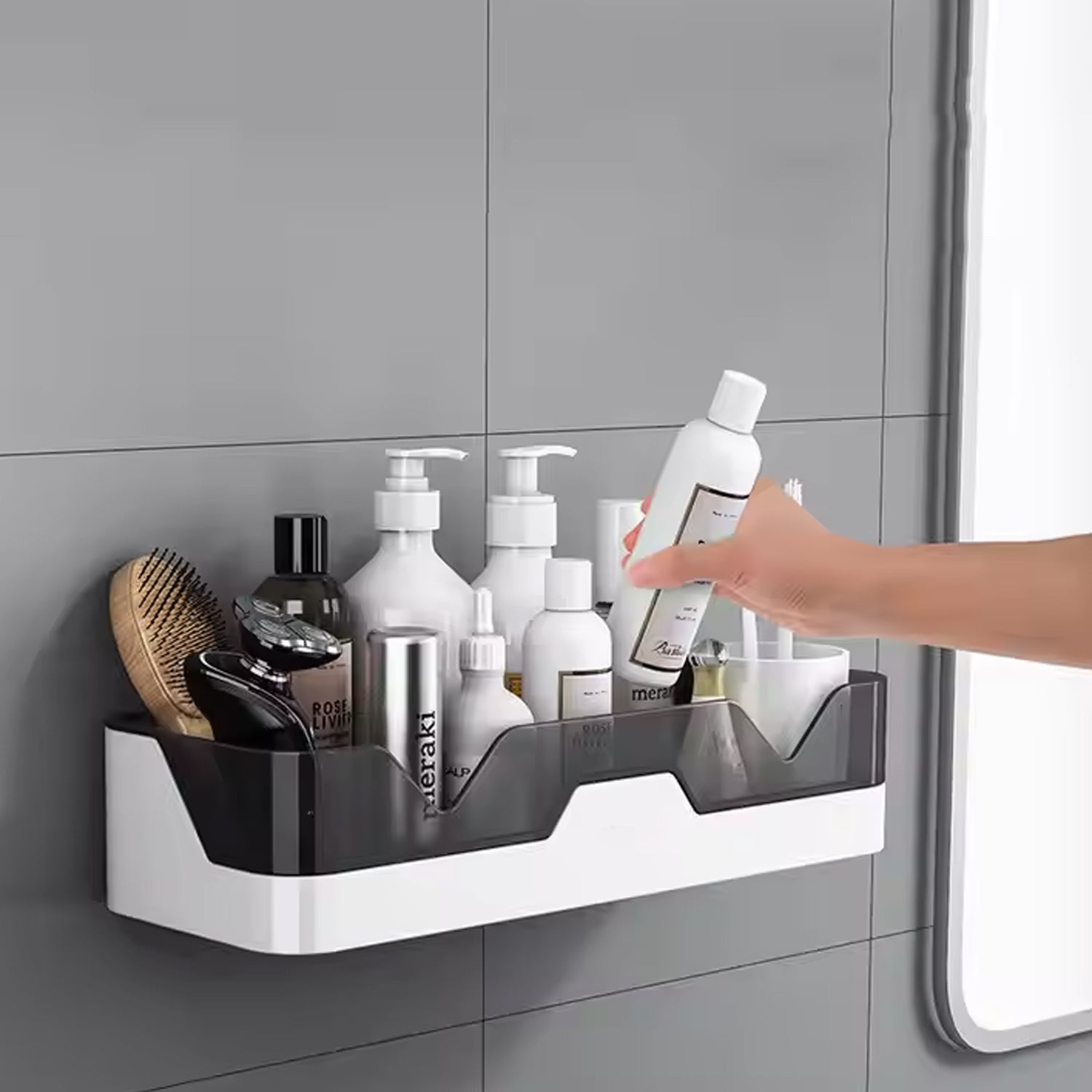 Adhesive Shower Caddy Rustproof Plastic Organizer | FreshAura - Detail View 6