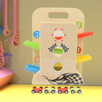 ALVENZA Wooden Ramp Racer – 4 Cars & Handle for Kids | Action Legion