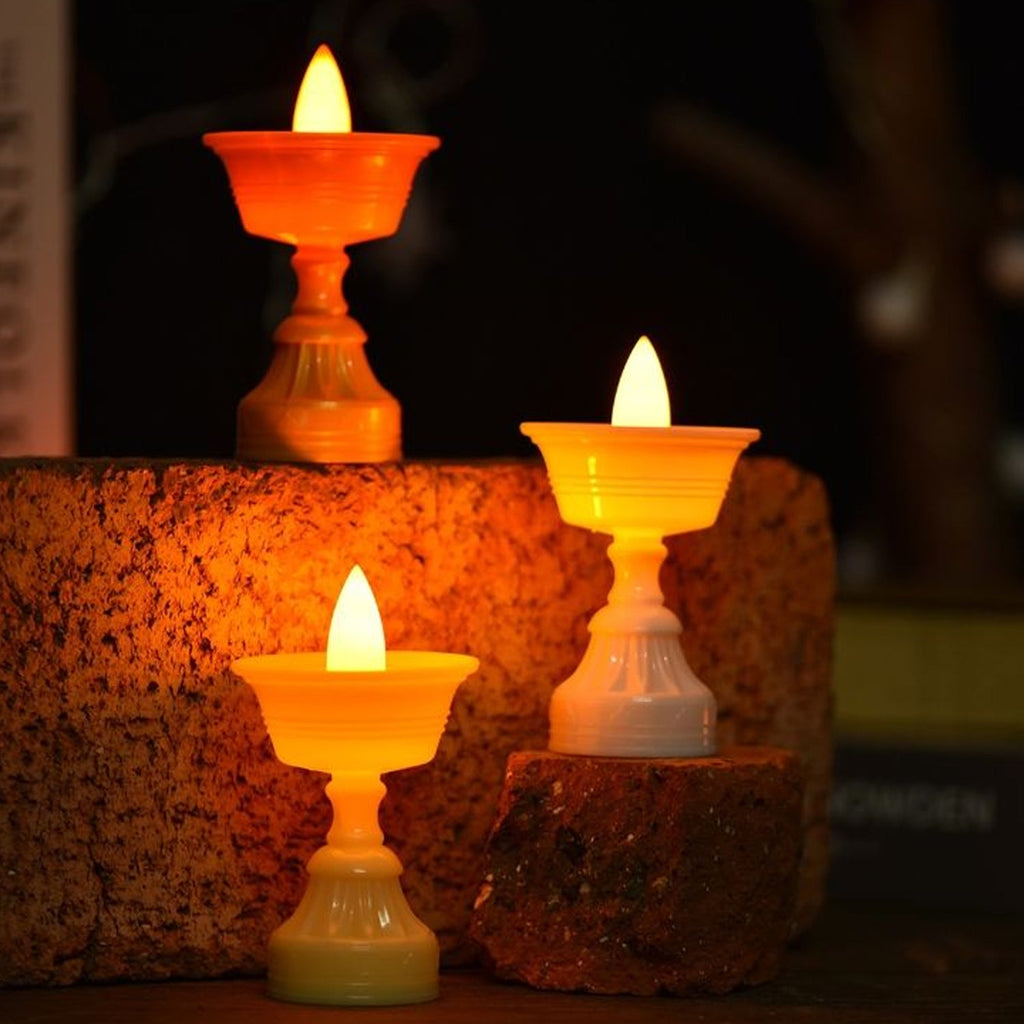 ALVENZA Water Sensor LED Diyas Set – Flameless White Decorative Lights
