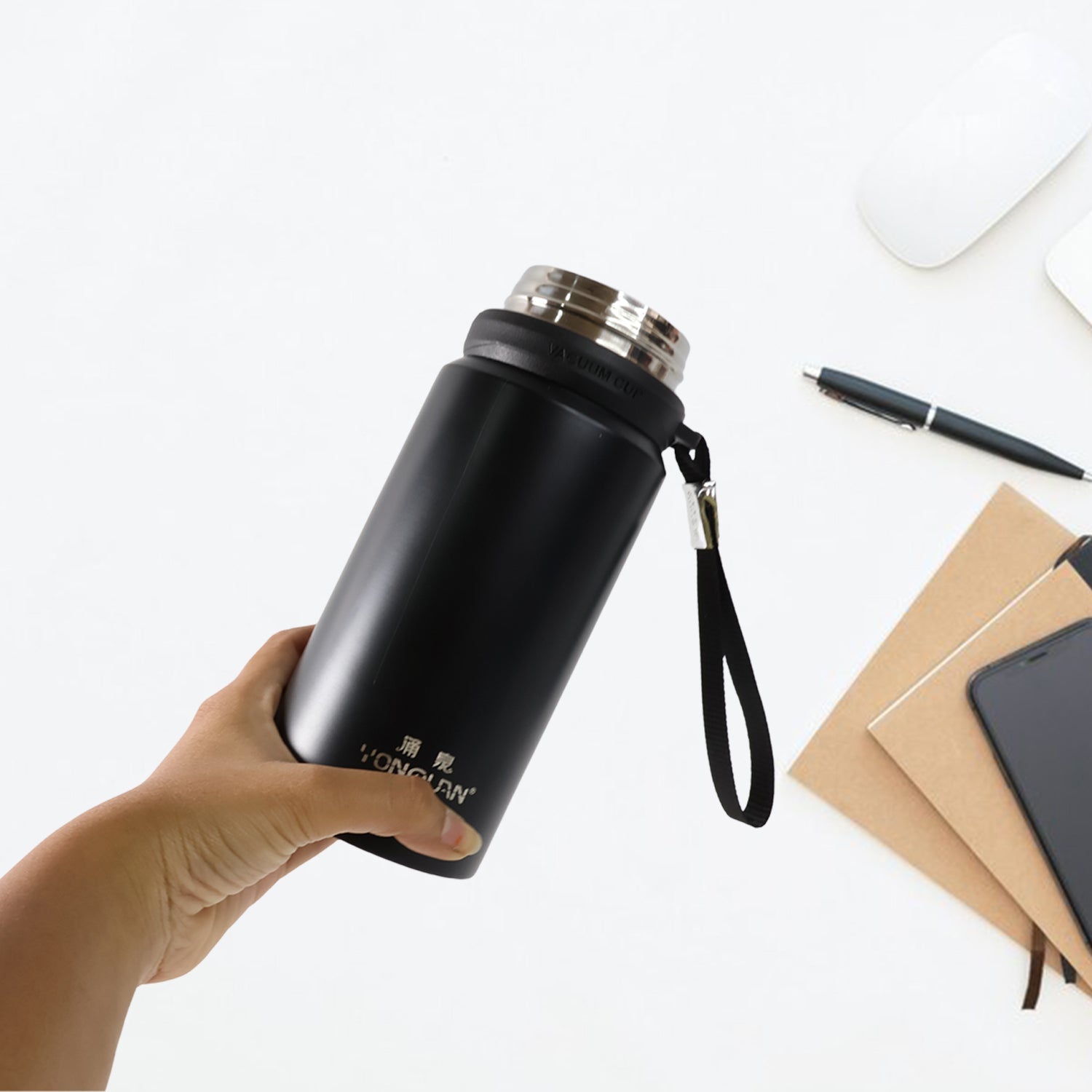 ALVENZA Stainless Steel Insulated Vacuum Bottle 600ml – Keeps Drinks Hot & Cold