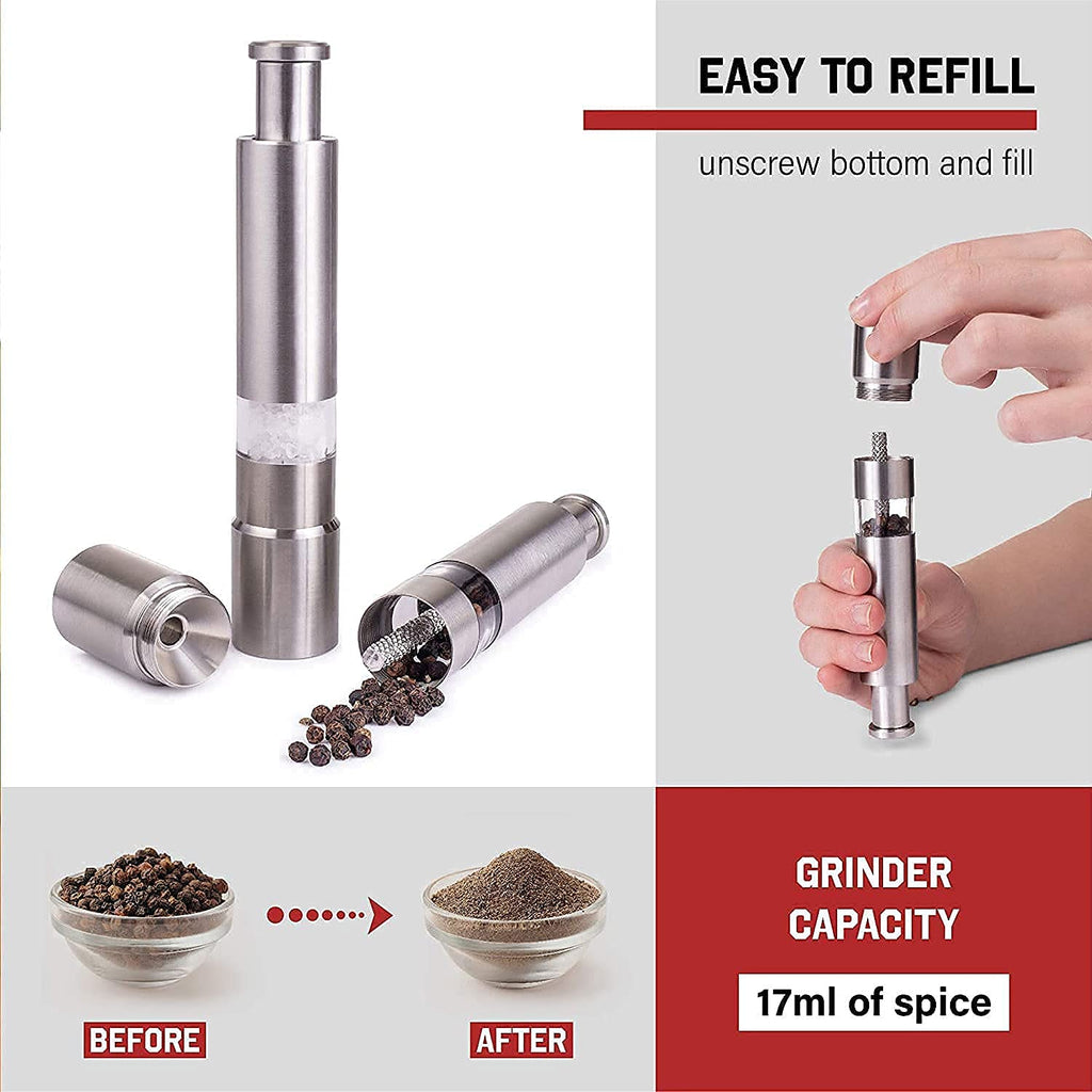 Thumb Press Grinder Steel Salt & Pepper Mill | ProChef Gadgets - Detail View 8