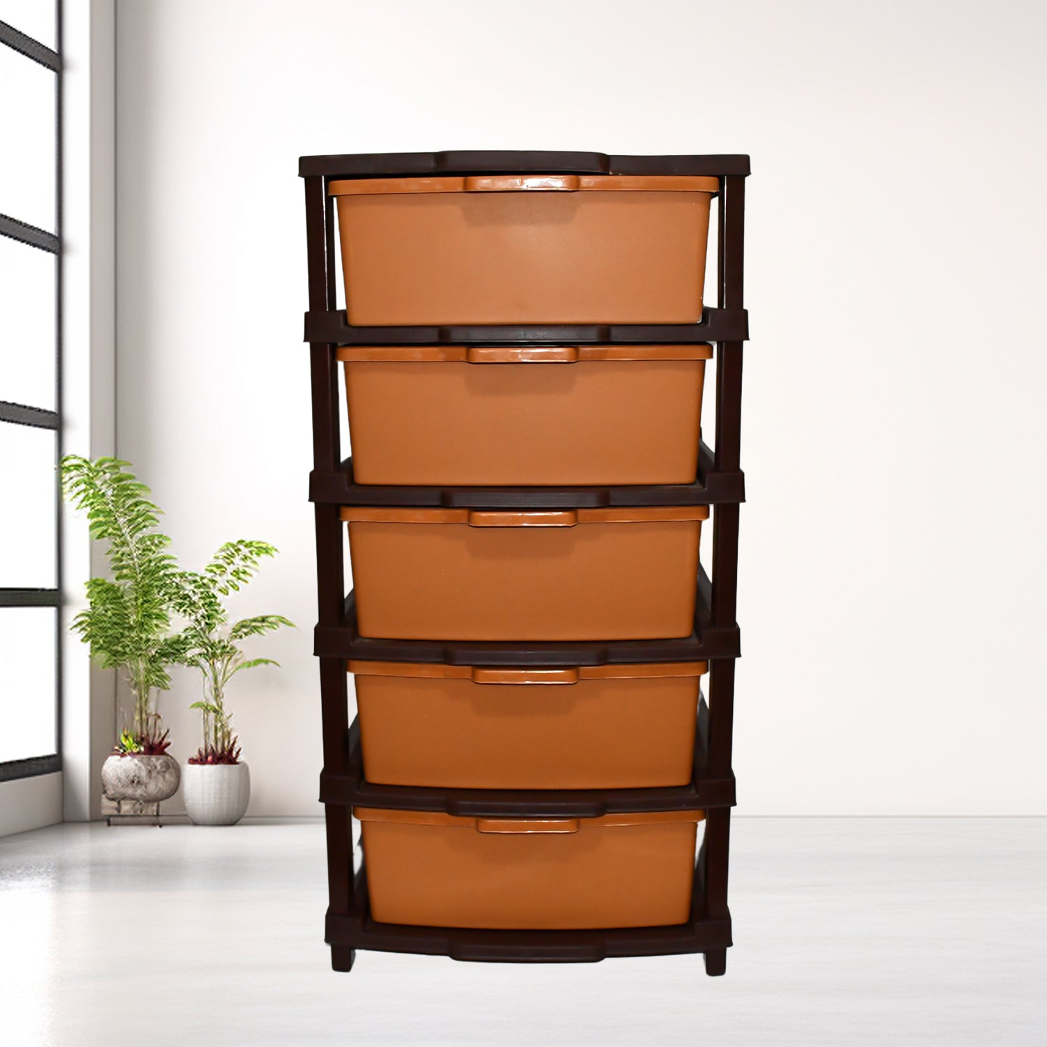 ALVENZA Plastic Home Storage Organizer – 5-Layer Large Modular Drawer