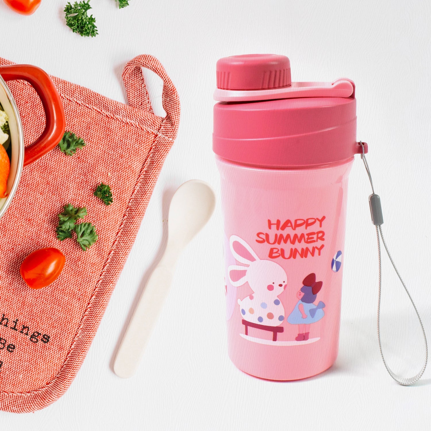 Leak-Proof Lunch Box 2 Compartment Set with Bottle & Fork | Lunchie Bunchie - Back View