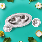Oval Puja Thali with Kumkum Holders Traditional & Durable Design - Back View