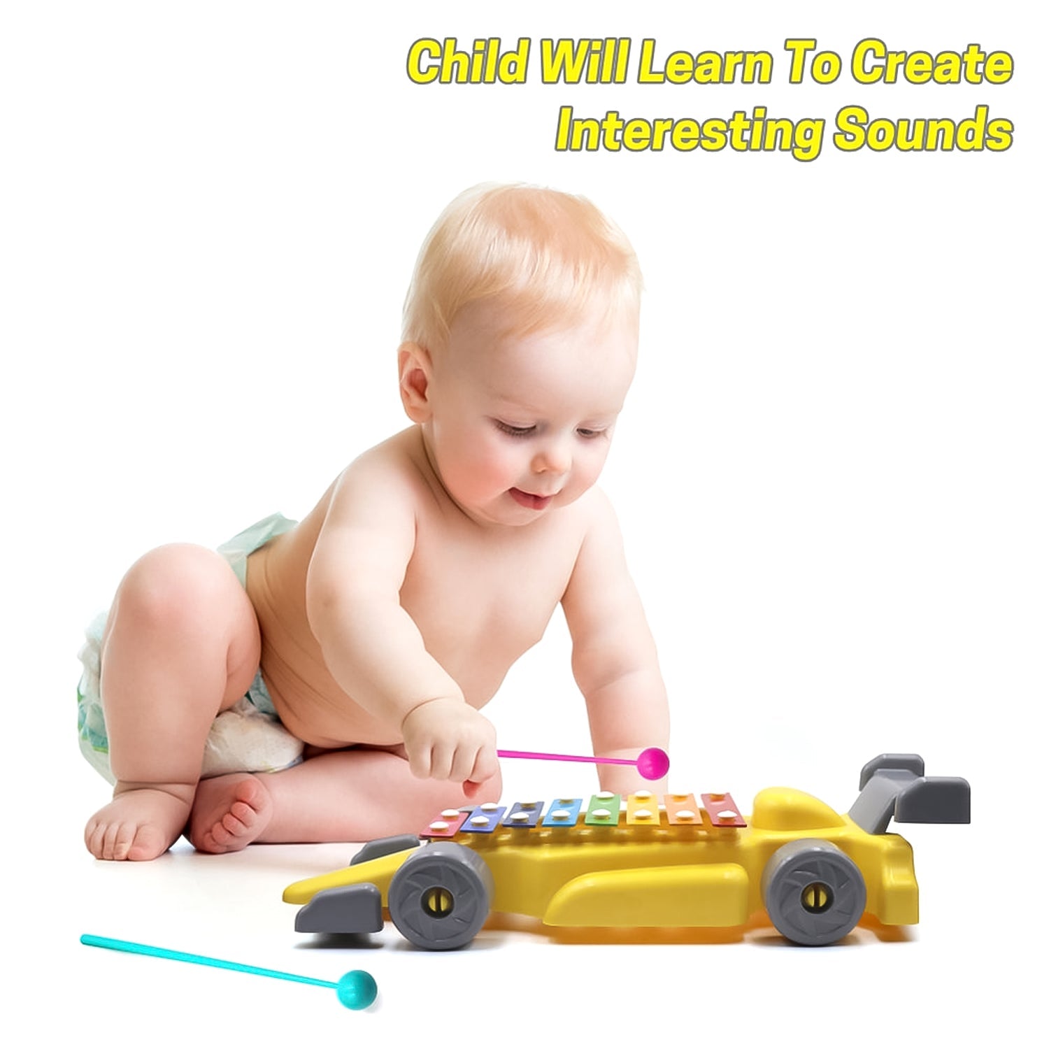 Kids Musical Car Xylophone 8-Key Plastic Instrument | Aditi - Detail View 6