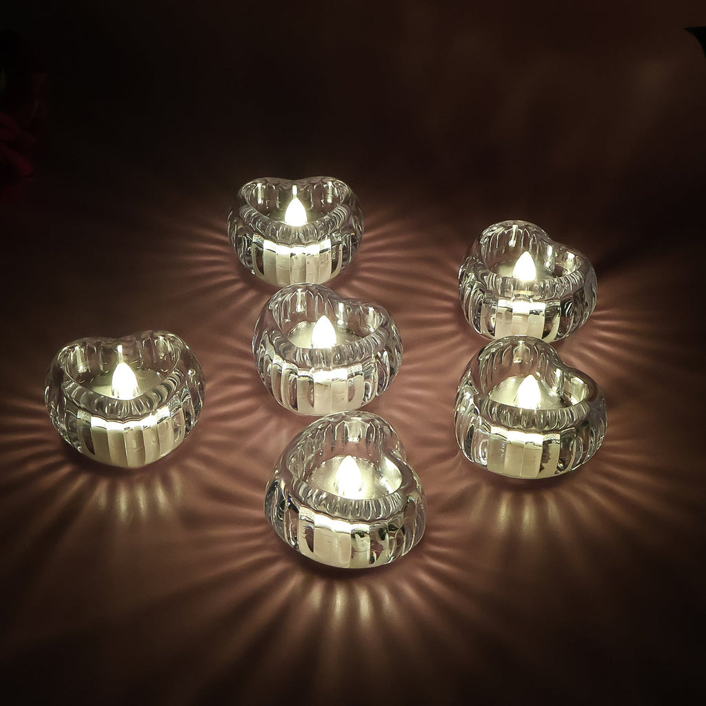 ALVENZA LED Crystal Tealight Candles – Elegant Flameless Warm Glow (6 Pc)