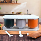 Spice Box 3-Grid Masala Storage with Spoons | Tidy Table - Front View