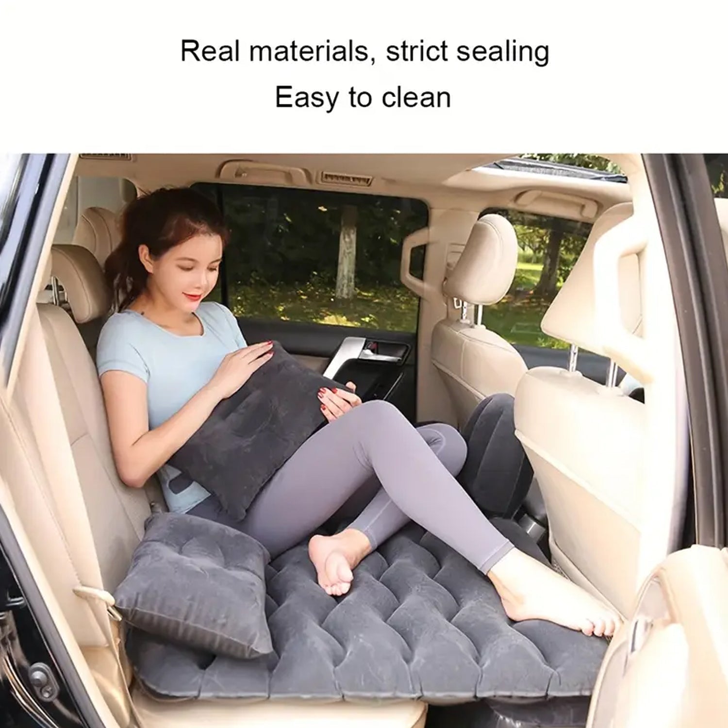 ALVENZA Inflatable Car Backseat Air Mattress – Portable Comfort with Pump & Pillows, Car Sofa