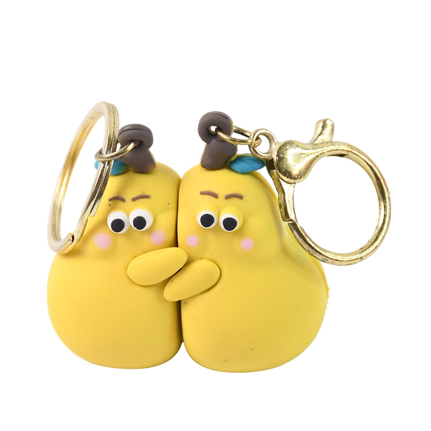 ALVENZA Cute Cartoon Couple Keychain Set – Soft Rubber 2-in-1 Hugging Pair